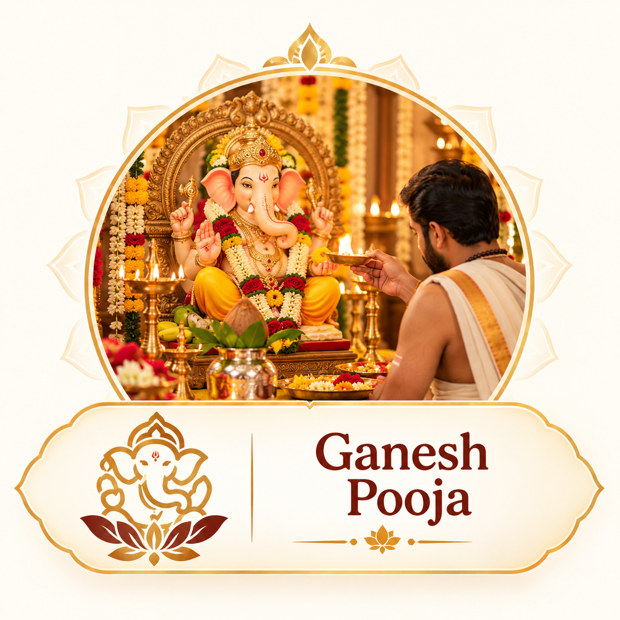 Traditional Ganesh puja arrangement